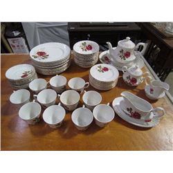 China set - Plates, Teacups, Saucers, Gravy Bowl - Some pieces missing