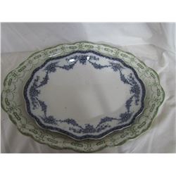 2 Decorative Serving Platters - 1 has crack