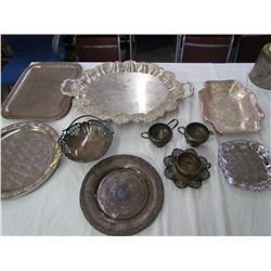 Silver serving platters & Copper plate & Cream cup
