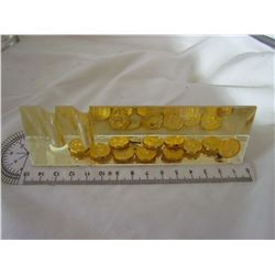 Pen holder, compass, coin ruler