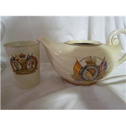 1937 Coronation cup & Elizabeth II 1953 Tea Pot (No lid)