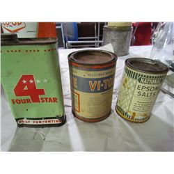 4 Star Turpentime, Vita-Vox, Epsom Salts - Cans