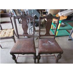 2 Brown Antique Chairs