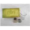 Image 1 : Tin box with ink container, glass door knob & cup