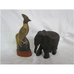 Two Wooden animal figurines