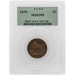 1870 Two Cent Piece Coin PCGS MS63RB