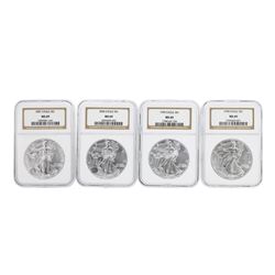 Set of 1998-2001 $1 American Silver Eagle Coins NGC MS69