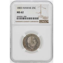 1883 Kingdom of Hawaii Quarter Coin NGC MS62