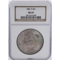 1881-S $1 Morgan Silver Dollar Coin NGC MS65