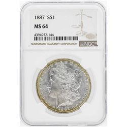 1887 $1 Morgan Silver Dollar Coin NGC MS64