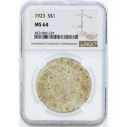 1923 $1 Peace Silver Dollar Coin NGC MS64