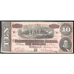 1864 $10 The Confederate States of America Note