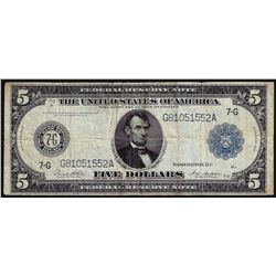 1914 $5 Federal Reserve Note Blue Seal