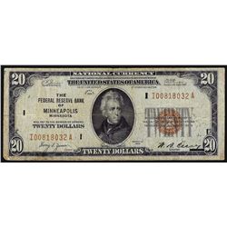 1929 $20 Federal Reserve Bank of Minneapolis National Currency Note