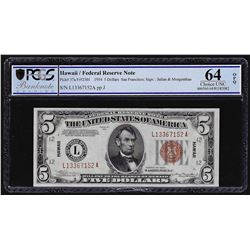 1934 $5 Federal Reserve Emergency Hawaii Note Fr. 37a PCGS Choice Unc 64OPQ