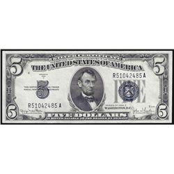 1934D $5 Silver Certificate Note Wide I
