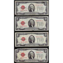 Lot of (4) 1928 $2 Legal Tender Notes
