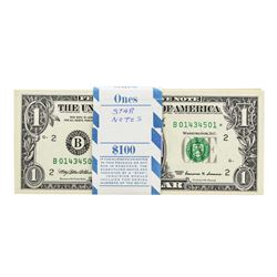 Lot of (100) Consecutive 1999 $1 Federal Reserve Star Notes New York