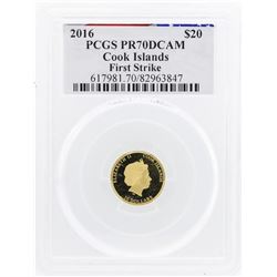 2016 $20 Cook Islands Gold Coin PCGS PR70DCAM First Strike Reagan Legacy