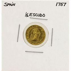 1757 Ferdinand VI Spanish 1/2 Escudos Gold Coin