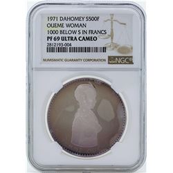 1971 Dahomey 500 Francs Silver Proof Coin NGC PF69 Ultra Cameo