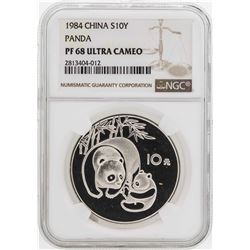 1984 China 10 Yuan Panda Silver Coin NGC PF68 Ultra Cameo