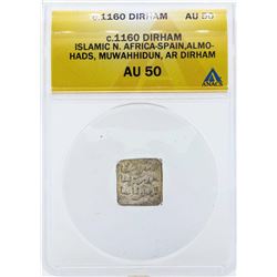 c.1160 Islamic North Africa-Spain Almohads Coin ANACS AU50