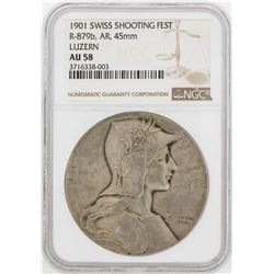 1901 Swiss Shooting Fest Luzern 45mm NGC AU58