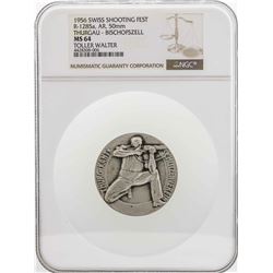 1956 Swiss Shooting Fest Thurgau - Bischofszell 50mm Medal NGC MS64