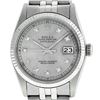 Image 1 : Mens Rolex 36mm Stainless Steel Silver Diamond Datejust Wristwatch