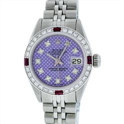 Rolex Stainless Steel 0.70ctw Ruby and Diamond Datejust Ladies Wristwatch