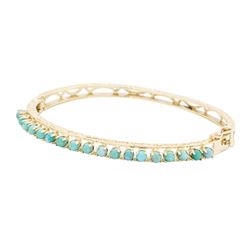 14KT Yellow Gold Turquoise Bangle Bracelet