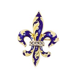14KT Yellow Gold 0.15ctw Diamond Fleur de Lis Pin