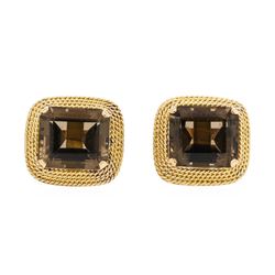 18KT Yellow Gold 20.00ctw Smoky Quartz Cufflinks