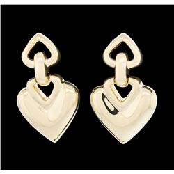 14KT Yellow Gold Heart Shape Dangle Earrings
