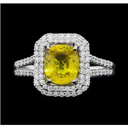 Platinum 2.01ct Yellow Sapphire and Diamond Ring