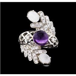 14KT White Gold 4.36ct Amethyst and Diamond Ring
