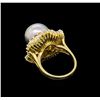 Image 3 : 14KT Yellow Gold 13mm Pearl and Diamond Ring