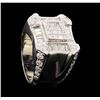 Image 4 : 18K White Gold  Men's 3.80ctw Princess & Baguette Diamond Ring