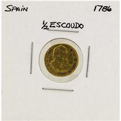 1786 Charles III Spanish 1/2 Escudos Gold Coin