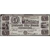 Image 1 : 1837 $5 The Detroit City Bank Obsolete Bank Note