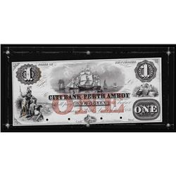 1856 $1 City Bank of Perth Amboy Obsolete Proof Note