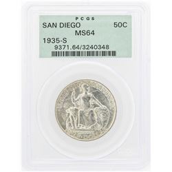1935-S San Diego Commemorative Half Dollar Coin PCGS MS64
