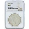 Image 1 : 1923 $1 Peace Silver Dollar Coin NGC MS63