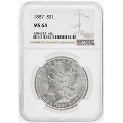 1887 $1 Morgan Silver Dollar Coin NGC MS64