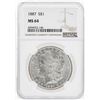 Image 1 : 1887 $1 Morgan Silver Dollar Coin NGC MS64