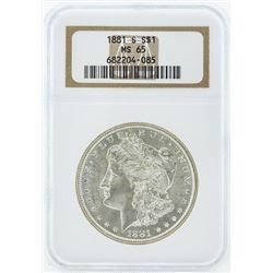 1881-S $1 Morgan Silver Dollar Coin NGC MS65