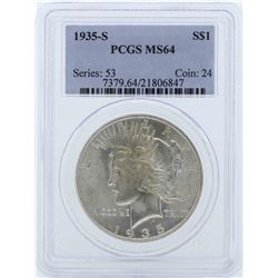 1935-S $1 Peace Silver Dollar Coin PCGS MS64