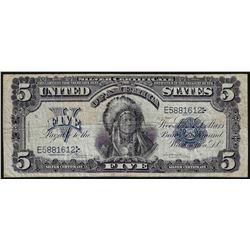 1899 $5 Indian Chief Silver Certificate Bank Note