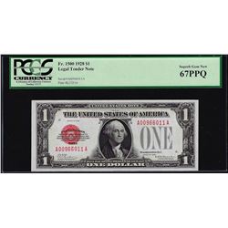 1928 $1 Legal Tender Note Fr. 1500 PCGS Superb Gem New 67PPQ